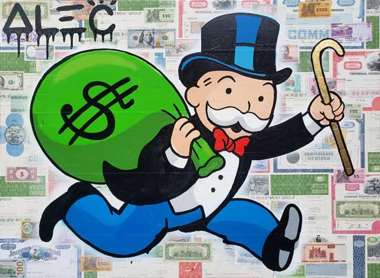 Monopoly Man Running Money Bag, Monopoly Money Poster